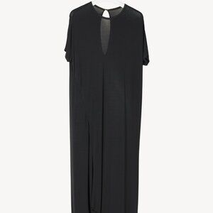 Marie Saint Pierre Black Crepe Bubble-Hem Maxi Dress